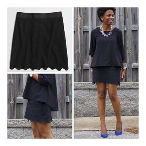 J. CREW FACTORY Scalloped Lace Skirt - Black